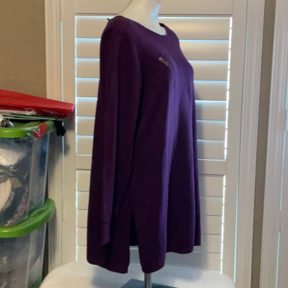 Ashley Stewart Purple Crew Neck Sweater - Picture 3 of 7